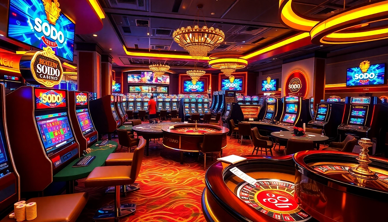 SODO Casino scene featuring vibrant gaming tables and players engaged in action.