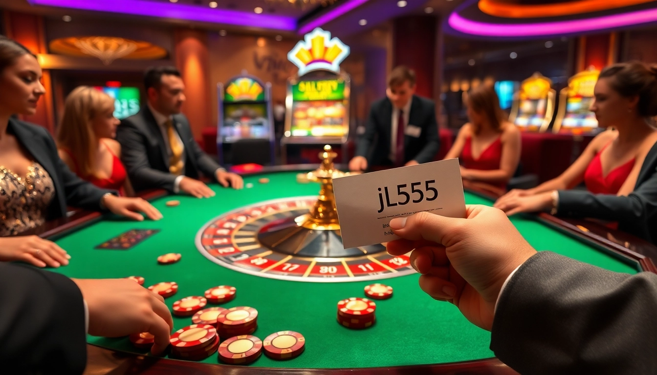 Engaging in a thrilling roulette game with jl55 betting slip on the table amidst a luxurious casino atmosphere.