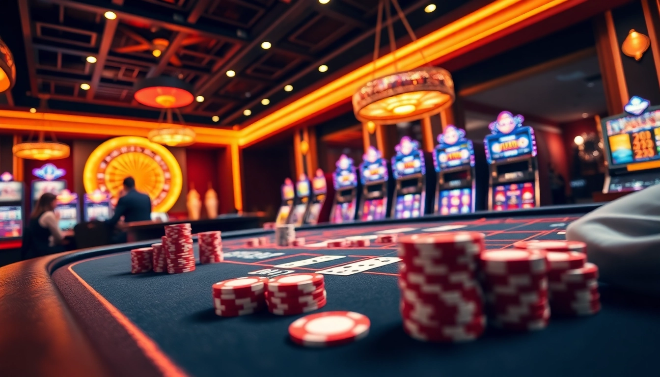 F168 poker table scene showcasing high stakes and vibrant casino excitement.