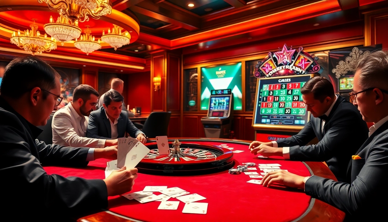 Experience the thrill of winning at 69vn.gb.net with a vibrant casino scene featuring engaged players and luxurious settings.